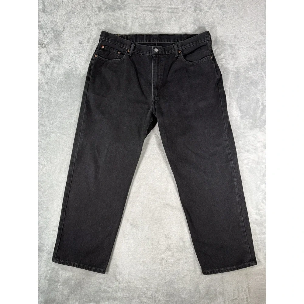 Levis 550 Jeans Mens‎ 42x30 Black Denim Relaxed Fit Tapered Leg